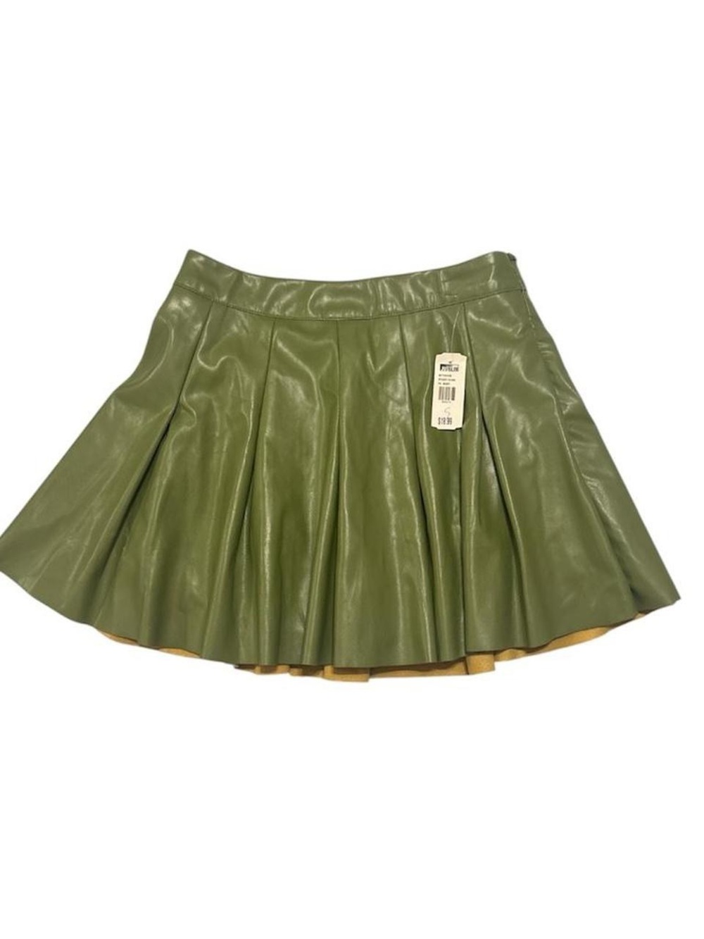 NWT Green Pleated Pleather Mini Skirt